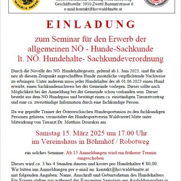 Hunde-Sachkundenachweis – Seminar am 15.03.2025