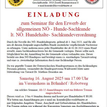 Hunde-Sachkundenachweis – Seminar am 16.08.2025