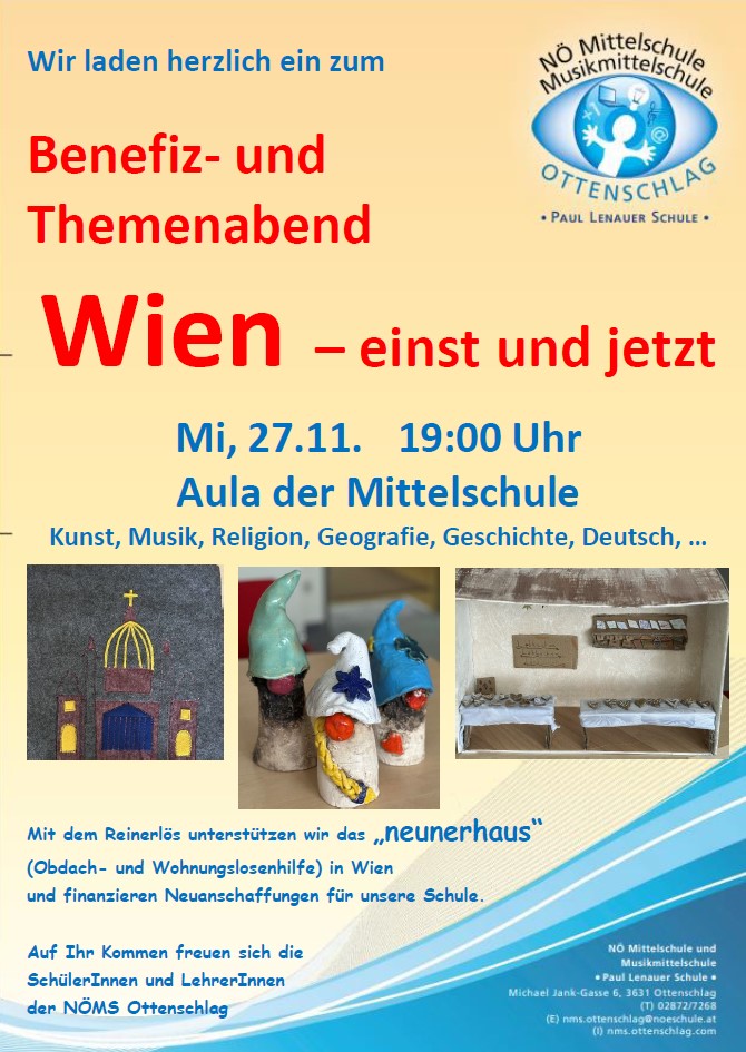 NÖ Mittelschule Ottenschlag – Benefiz- und Themenabend Wien – einst und jetzt