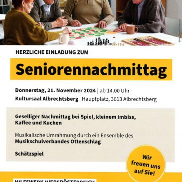 Einladung zum Seniorennachmittag am 21.11.2024 ab 14:00 Uhr